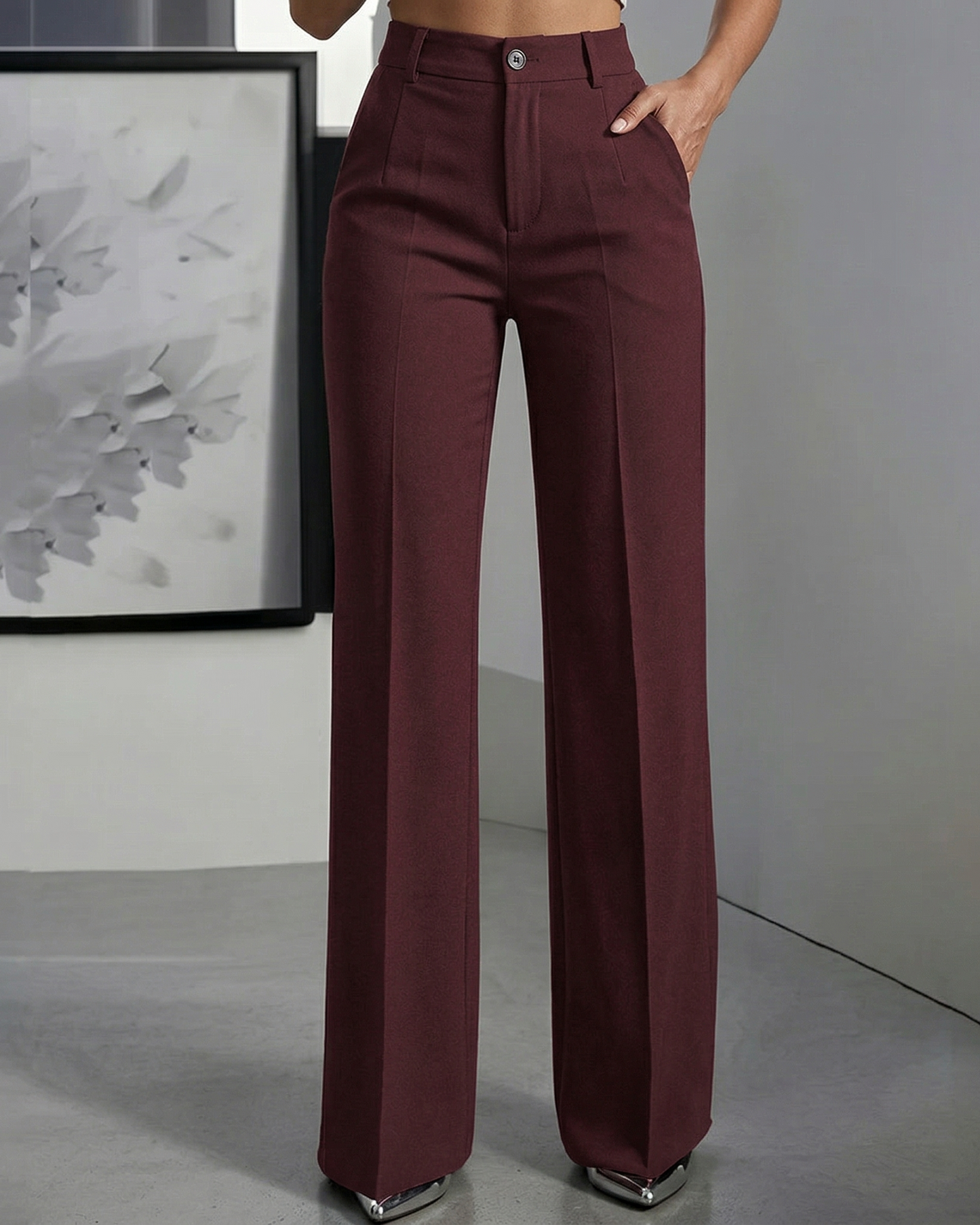 Pantalones de traje de mujer de cintura alta