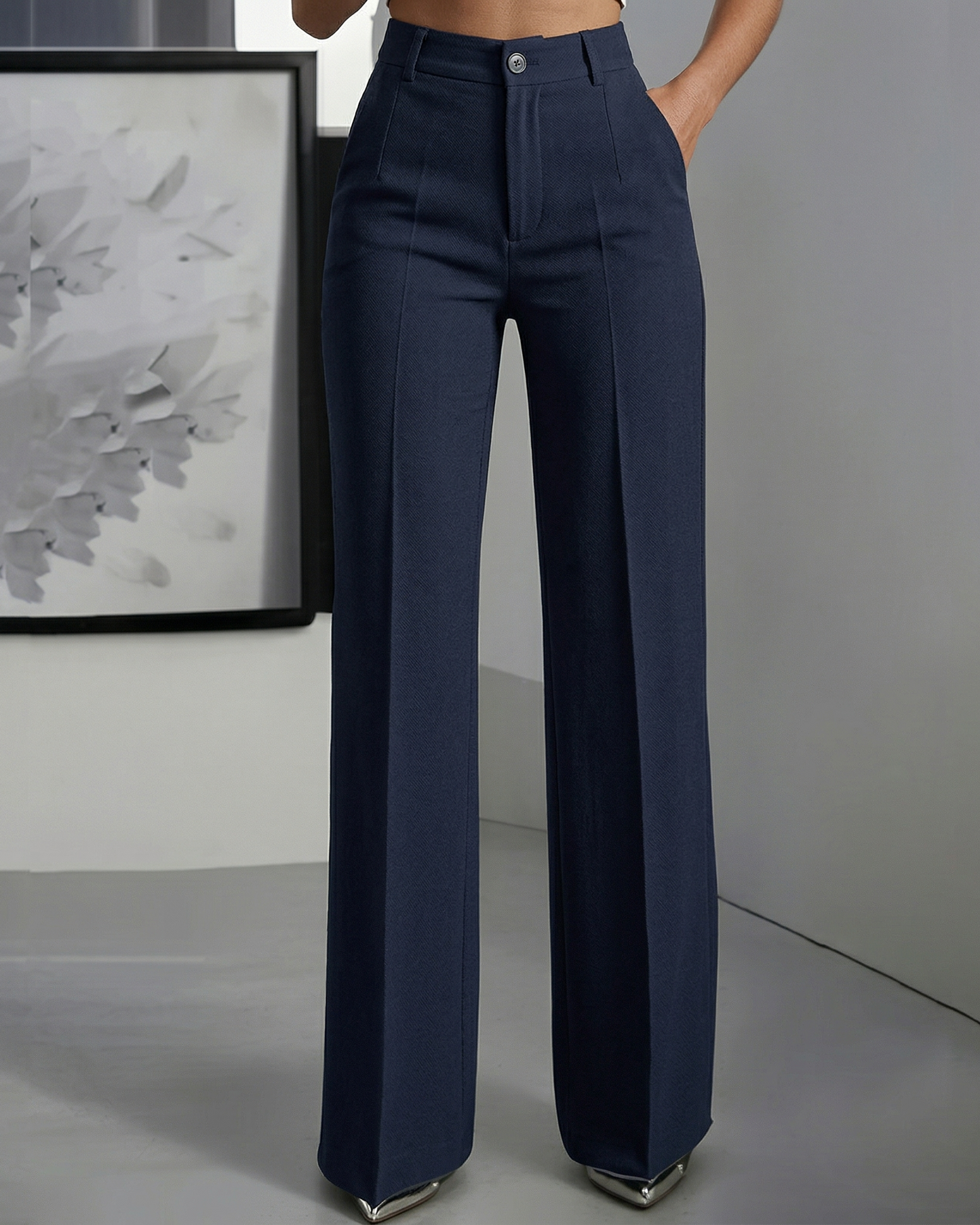Pantalones de traje de mujer de cintura alta