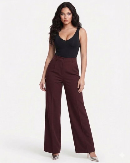 Pantalones de traje de mujer de cintura alta