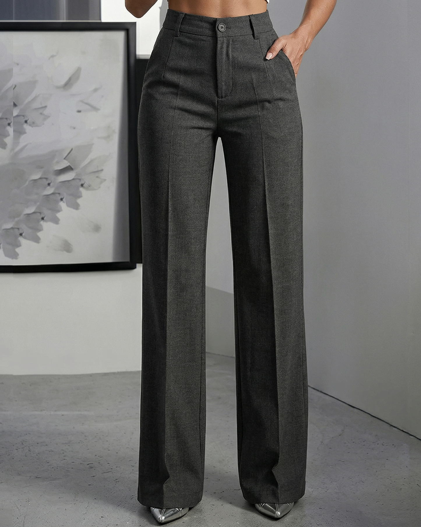 Pantalones de traje de mujer de cintura alta
