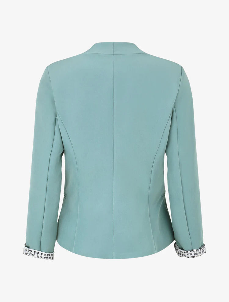 Chaqueta recta con hombreras - Verde agua