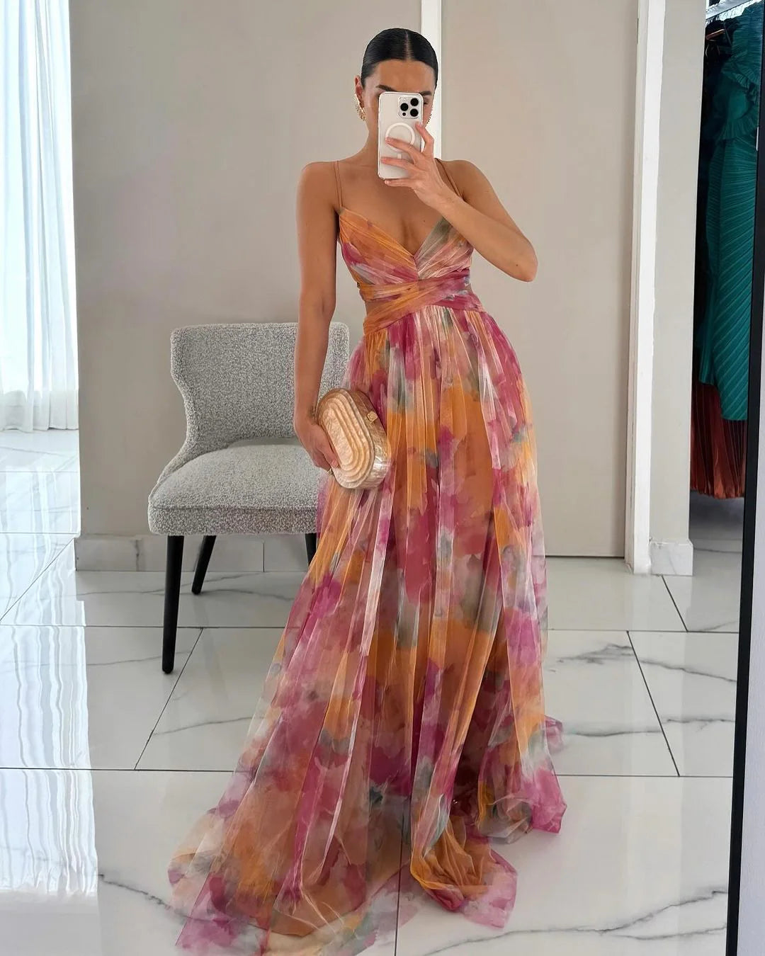 Vestido largo con estampado floral «Gia»